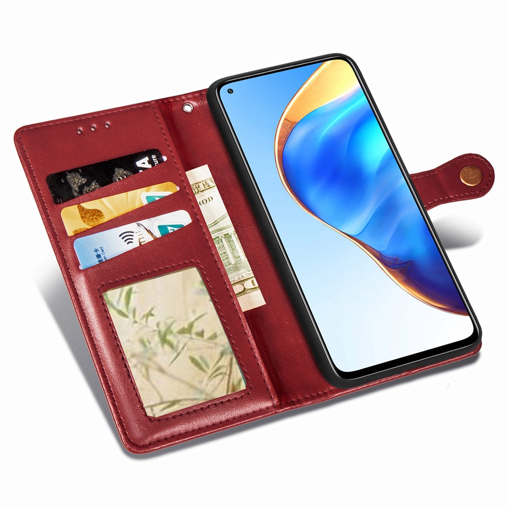 Solid Color Wallet Stand Leather Phone Shell for Xiaomi Redmi K30S / Mi 10T 5G / Mi 10T Pro 5G - Red-9
