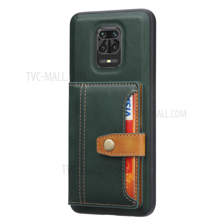 Card Slots Kickstand PU Leather Coated TPU Case for Xiaomi Redmi Note 9S / Redmi Note 9 Pro 5G / Redmi Note 9 Pro Max - Green-2