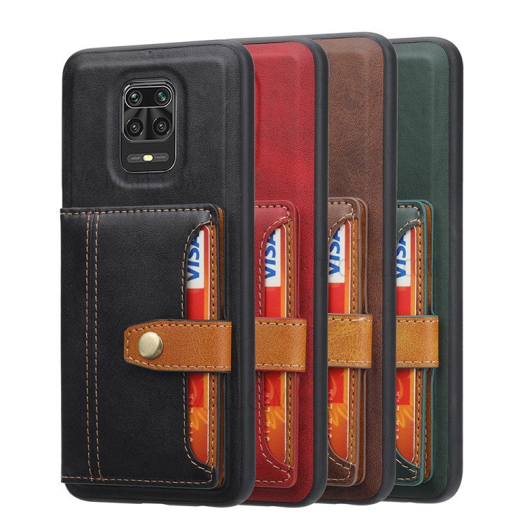 Card Slots Kickstand PU Leather Coated TPU Case for Xiaomi Redmi Note 9S / Redmi Note 9 Pro 5G / Redmi Note 9 Pro Max - Green-3