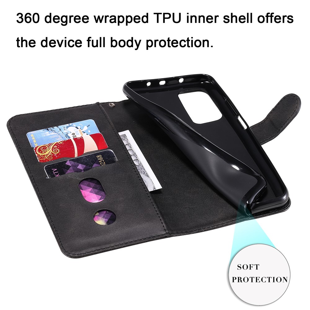 Zipper Pocket Leather Wallet Stand Case for Xiaomi Mi 10T 5G / Mi 10T Pro 5G / Redmi K30S - Black-11