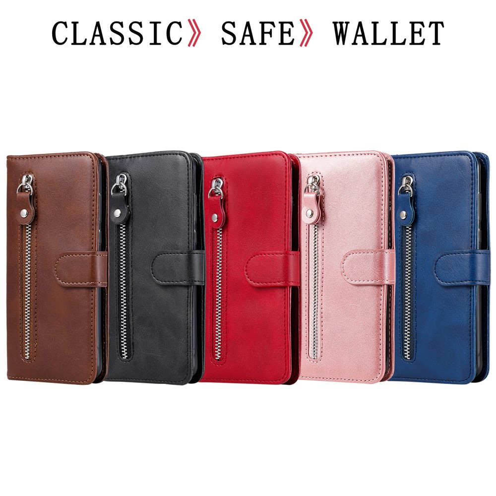 Zipper Pocket Wallet Cover Leather Stand Case for Xiaomi Mi 10T Lite 5G/10i 5G/Redmi Note 9 Pro 5G - Black-13