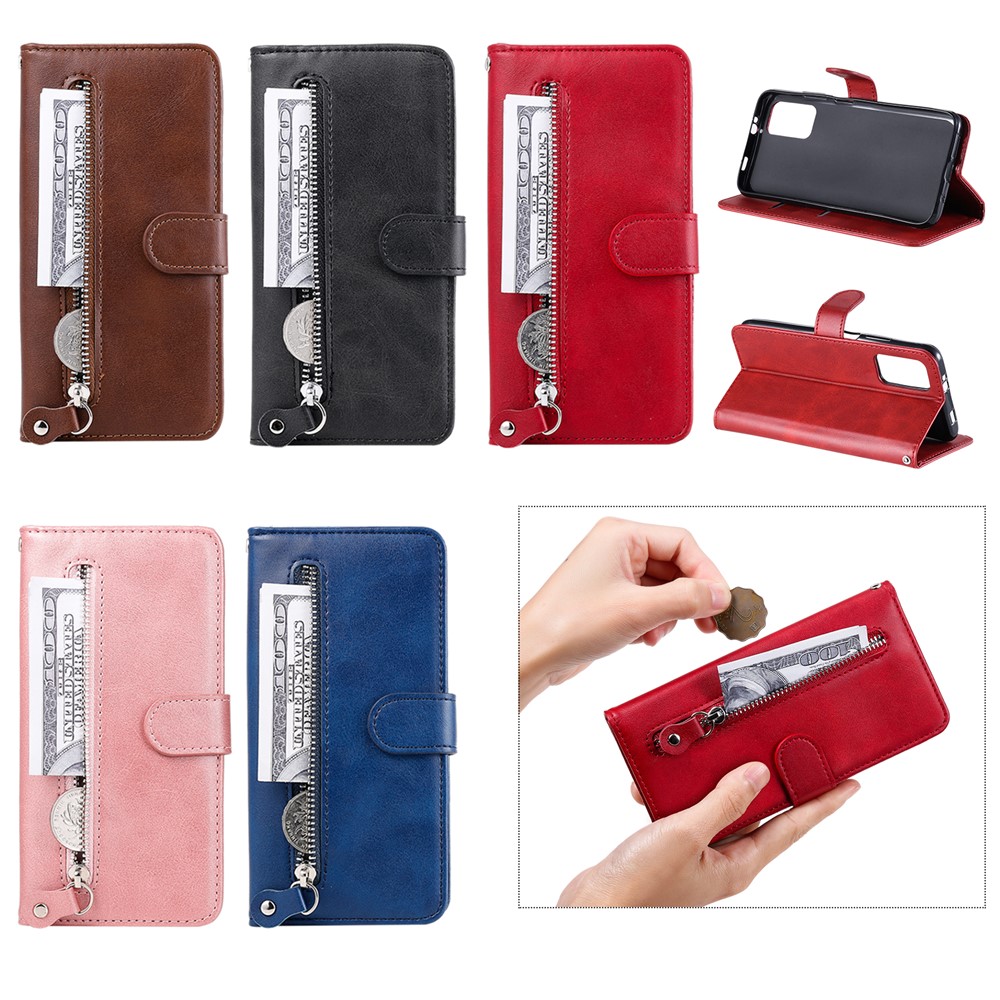 Zipper Pocket Leather Wallet Stand Case for Xiaomi Poco M3 / Redmi Note 9 4G (Qualcomm Snapdragon 662) / Redmi 9T / Redmi 9 Power - Black-16