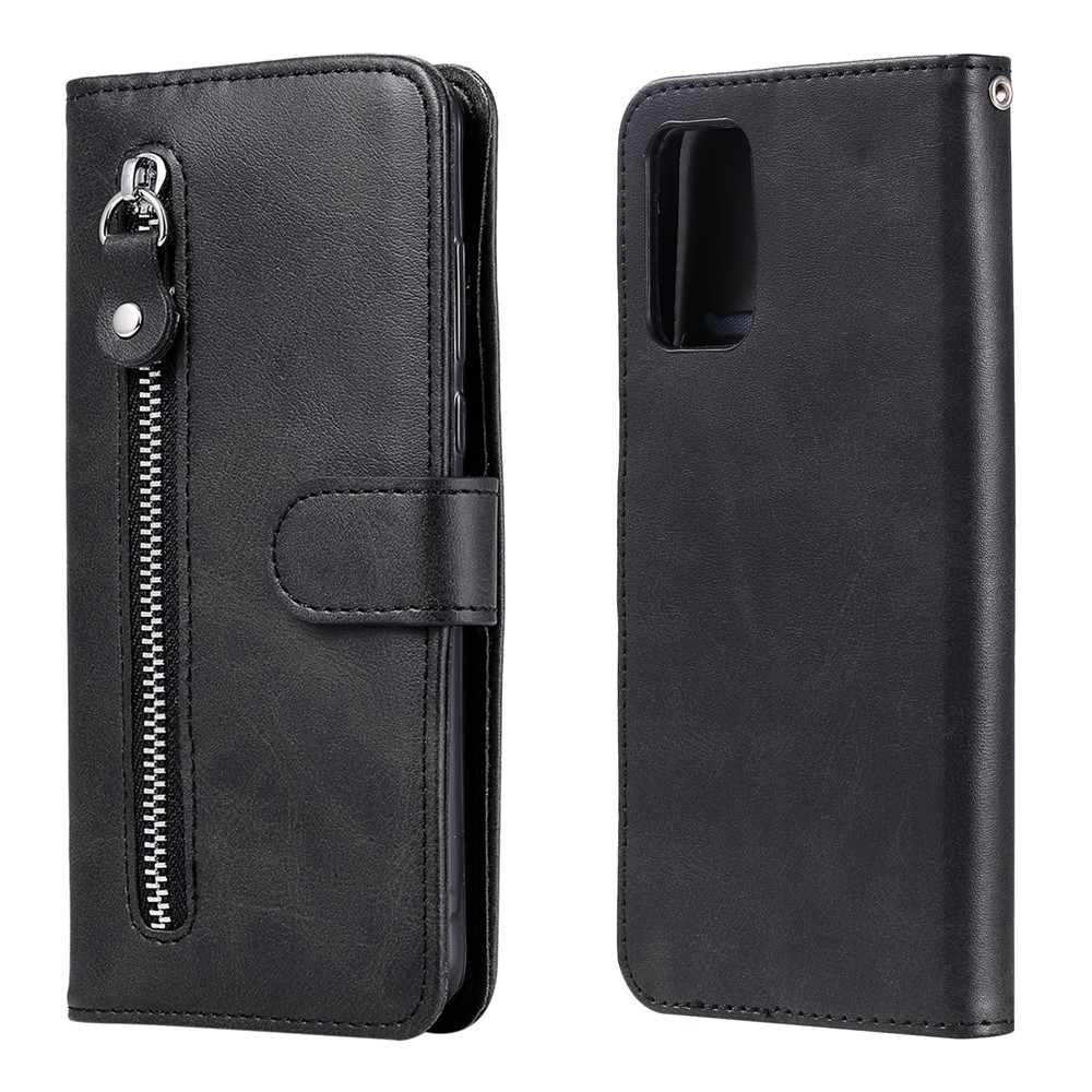 Zipper Pocket Leather Wallet Stand Case for Xiaomi Poco M3 / Redmi Note 9 4G (Qualcomm Snapdragon 662) / Redmi 9T / Redmi 9 Power - Black-2