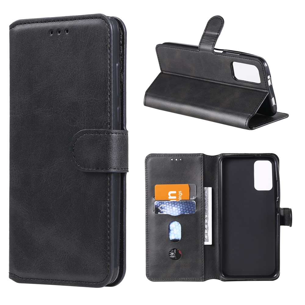 Classic Wallet Stand Flip Leather Phone Case for Xiaomi Poco M3 / Redmi Note 9 4G (Qualcomm Snapdragon 662) / Redmi 9T / Redmi 9 Power - Black-1