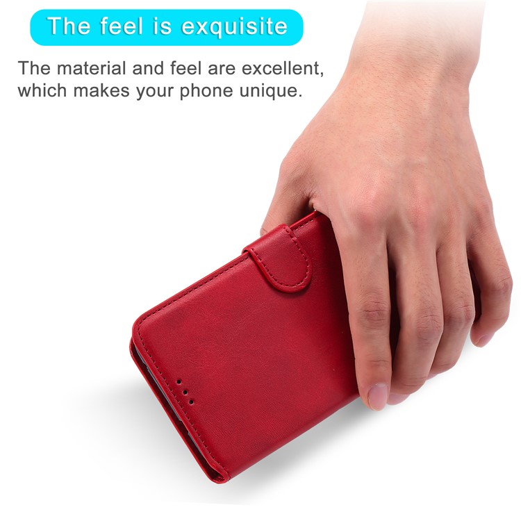 Caixa de Telefonia de Couro Flip Clássico Para Xiaomi Redmi Nota 9 5g / Redmi Nota 9t 5g - Vermelho-10