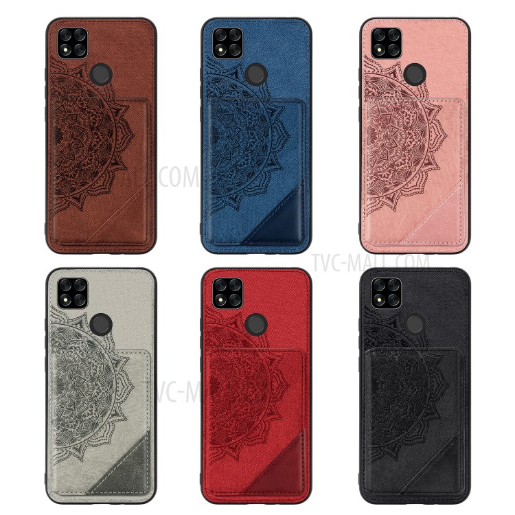 Mandala Flower Pattern PU Leather+TPU Flip Wallet Phone Case for Xiaomi Redmi 9C - Black-13
