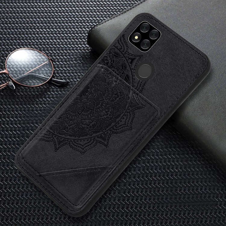 Mandala Flower Pattern PU Leather+TPU Flip Wallet Phone Case for Xiaomi Redmi 9C - Black-5