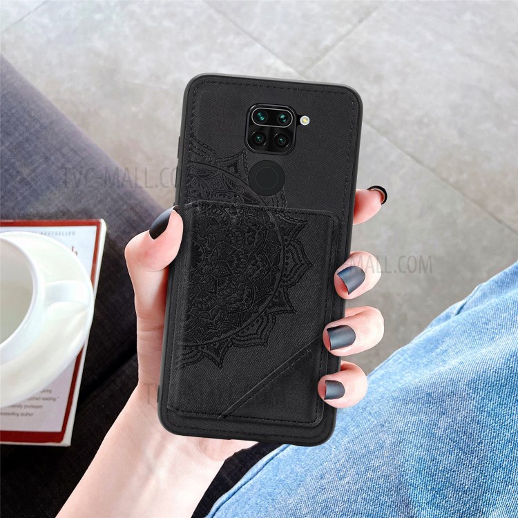 Mandala Flower Pattern PU Leather+TPU Flip Wallet Phone Case for Xiaomi Redmi Note 9 4G / Redmi 10X 4G - Black-12