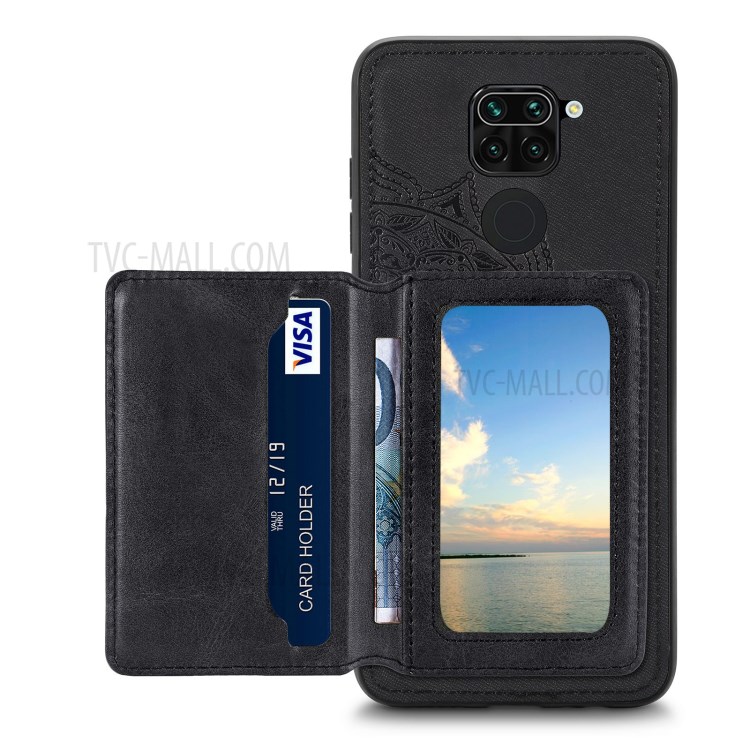 Mandala Flower Pattern PU Leather+TPU Flip Wallet Phone Case for Xiaomi Redmi Note 9 4G / Redmi 10X 4G - Black-3