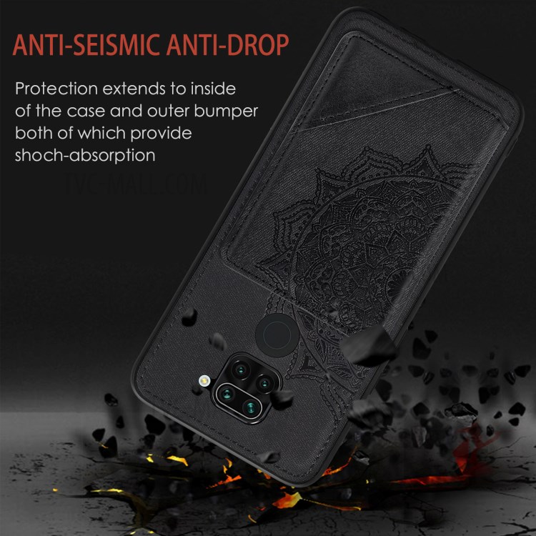 Mandala Flower Pattern PU Leather+TPU Flip Wallet Phone Case for Xiaomi Redmi Note 9 4G / Redmi 10X 4G - Black-6