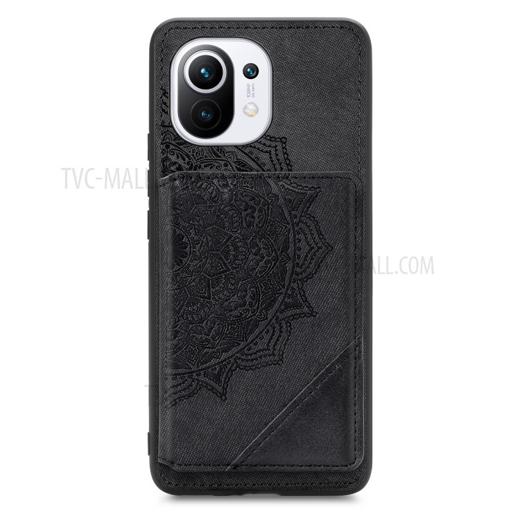 Mandala Flower Pattern PU Leather+TPU Flip Wallet Phone Case for Xiaomi Mi 11 - Black-2