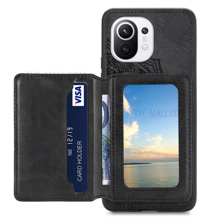 Mandala Flower Pattern PU Leather+TPU Flip Wallet Phone Case for Xiaomi Mi 11 - Black-3