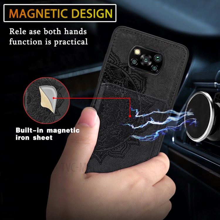 Mandala Flower Pattern PU Leather+TPU Flip Wallet Phone Case for Xiaomi Poco X3 NFC / Poco X3 - Black-11
