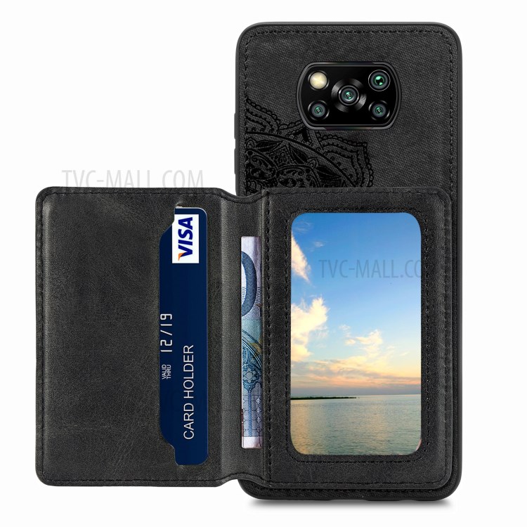 Mandala Flower Pattern PU Leather+TPU Flip Wallet Phone Case for Xiaomi Poco X3 NFC / Poco X3 - Black-3