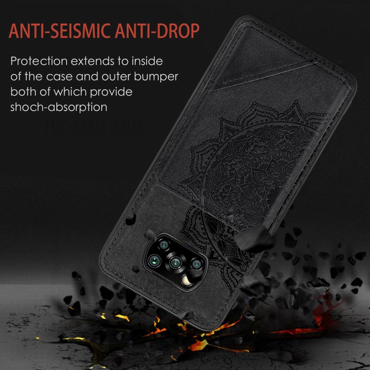 Mandala Flower Pattern PU Leather+TPU Flip Wallet Phone Case for Xiaomi Poco X3 NFC / Poco X3 - Black-6