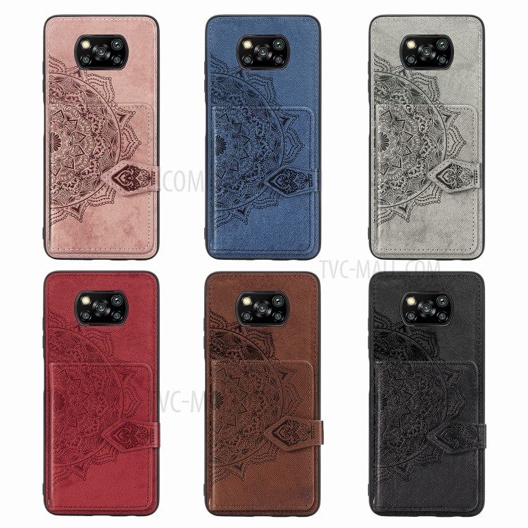 PU Leather Coated TPU Phone Case with Magnetic Clasp Card Slot Design for Xiaomi Poco X3/X3 NFC - Brown-10