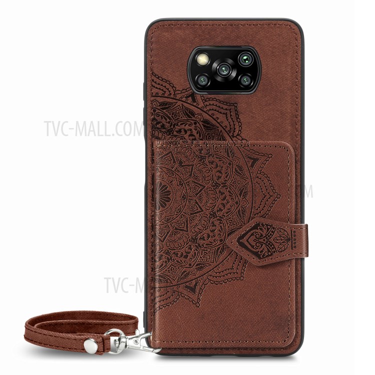 PU Leather Coated TPU Phone Case with Magnetic Clasp Card Slot Design for Xiaomi Poco X3/X3 NFC - Brown-2