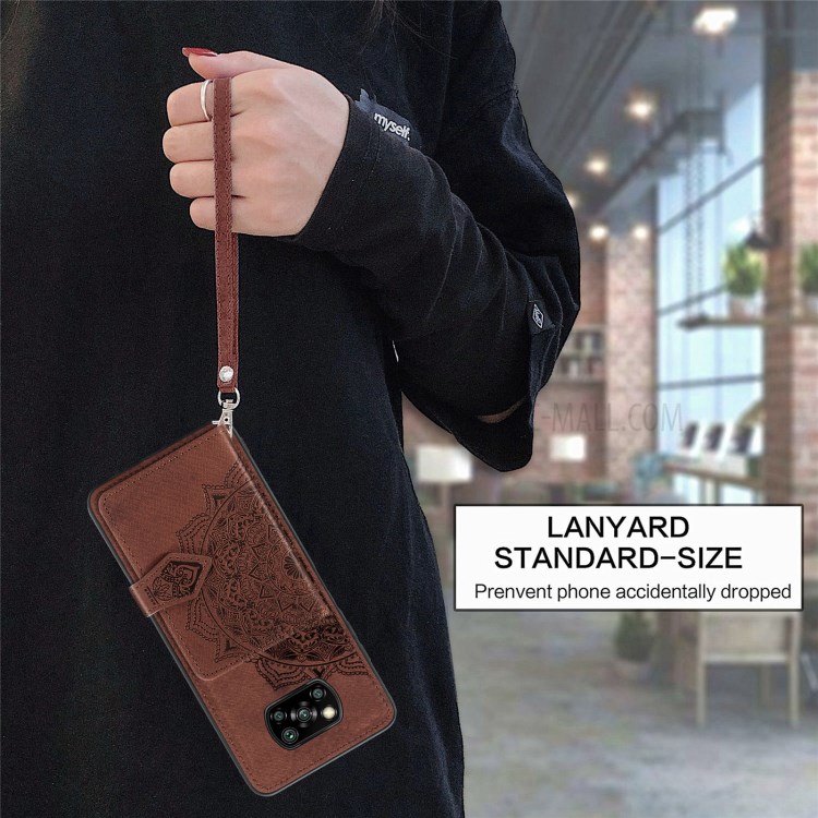PU Leather Coated TPU Phone Case with Magnetic Clasp Card Slot Design for Xiaomi Poco X3/X3 NFC - Brown-4