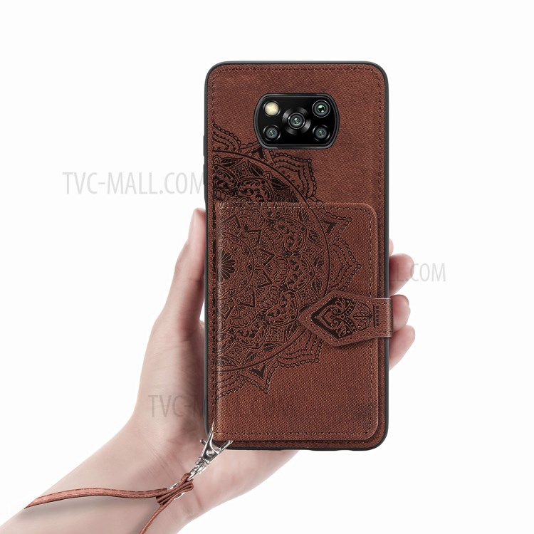 PU Leather Coated TPU Phone Case with Magnetic Clasp Card Slot Design for Xiaomi Poco X3/X3 NFC - Brown-7