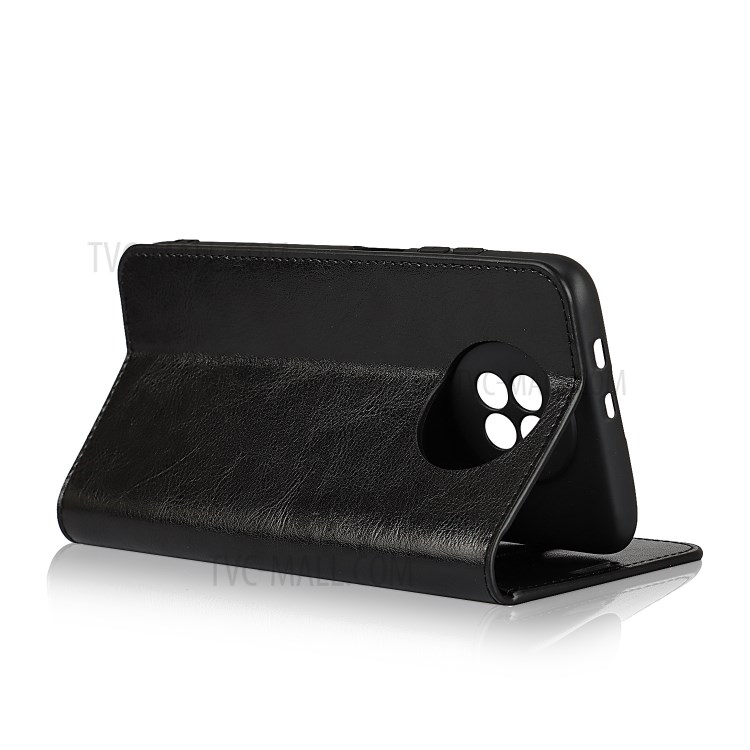 Crazy Horse Skin Genuine Leather Wallet Phone Case for Xiaomi Redmi Note 9 5G / Mi 10T Lite 5G - Black-6