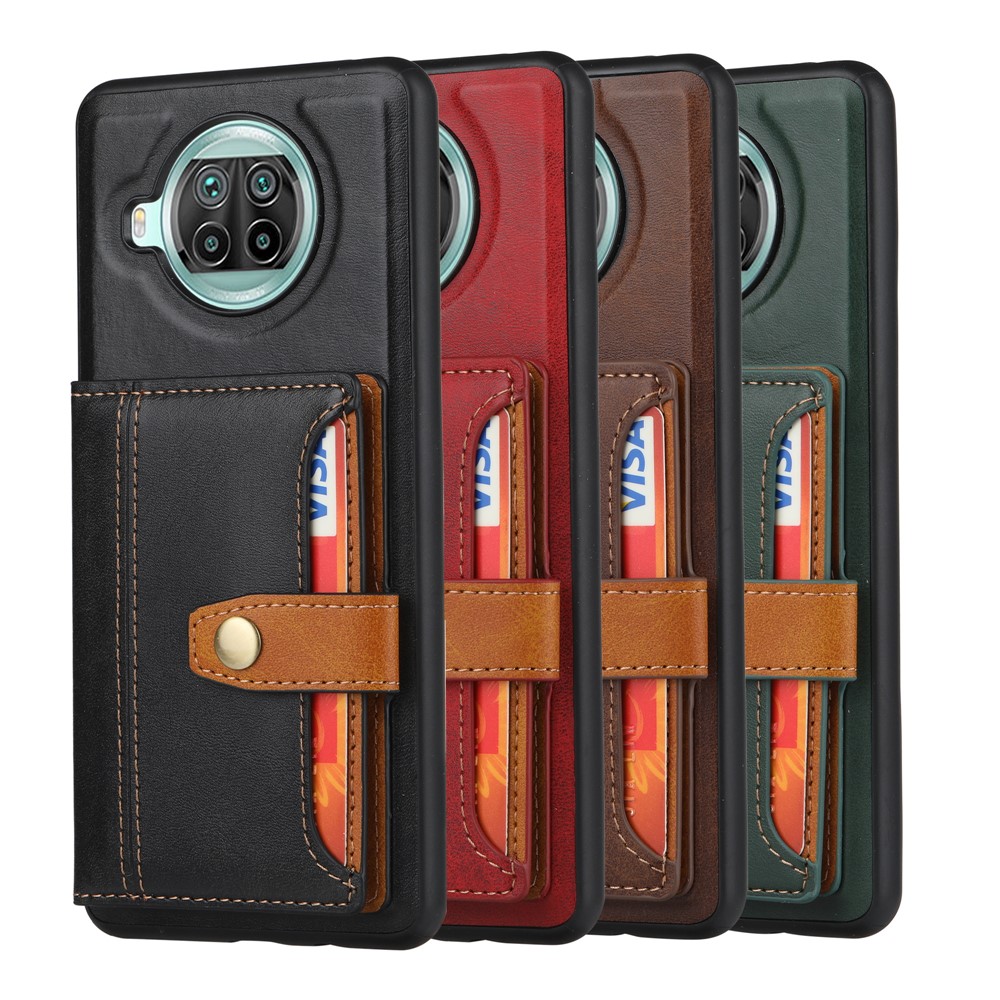 PU Leather Coated TPU Kickstand Case for Xiaomi Mi 10T Lite 5G/Redmi Note 9 Pro 5G/Mi 10i 5G Card Slots Cover - Brown-7