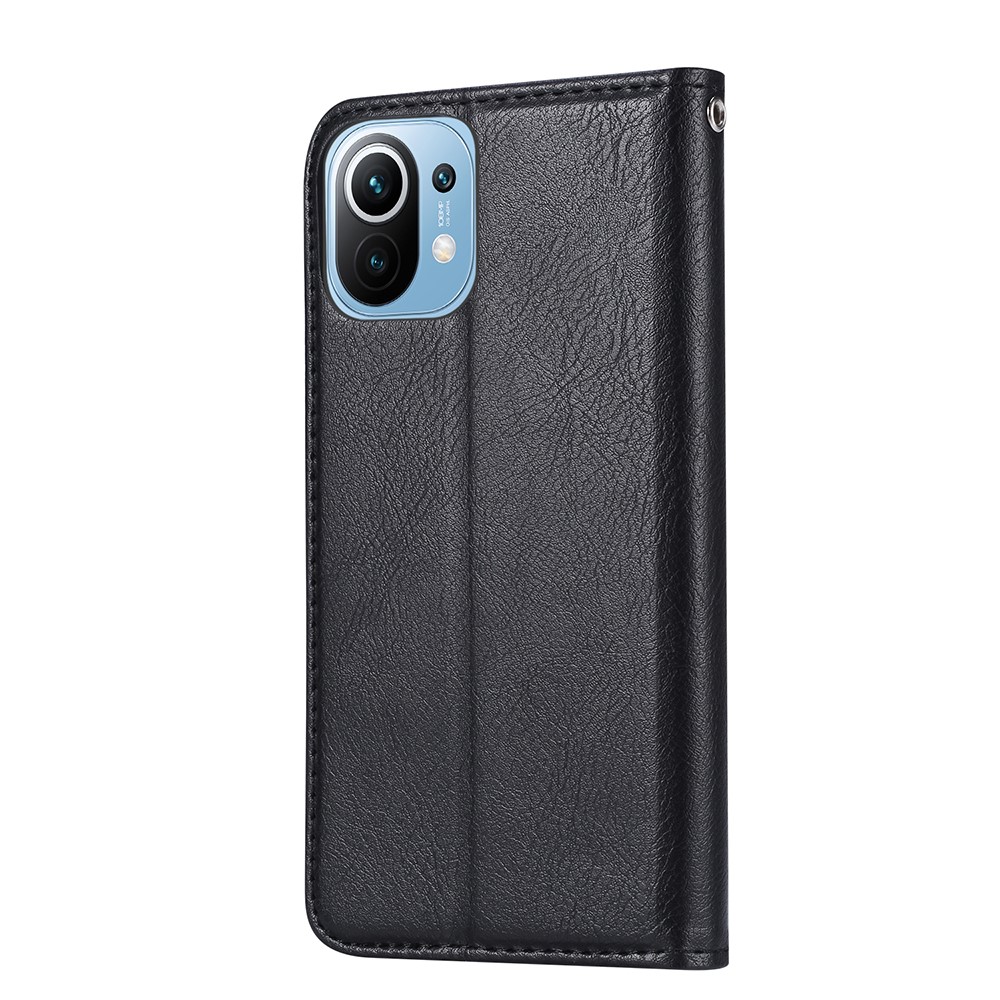 Auto-absorbed Wallet Stand Leather Protector Phone Cover for Xiaomi Mi 11 - Black-3