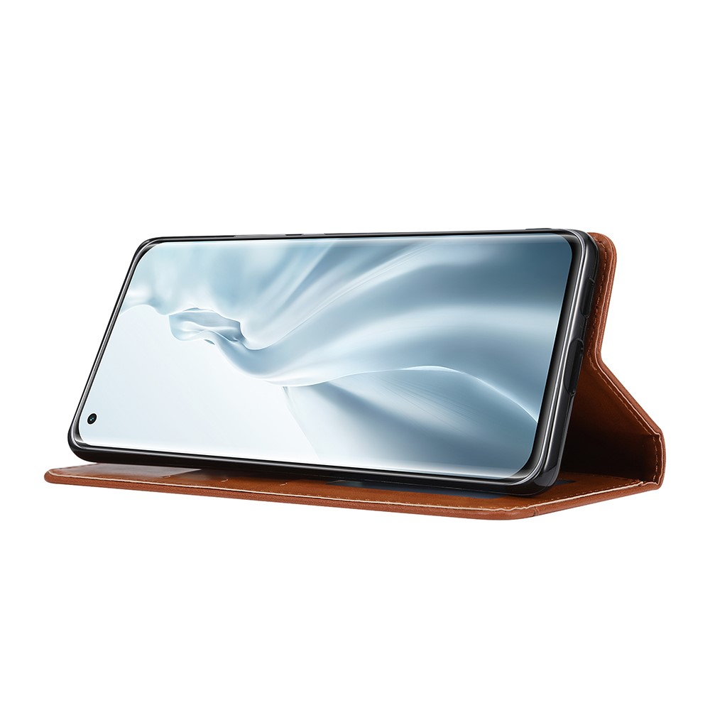Auto-absorbed Wallet Stand Leather Protector Phone Cover for Xiaomi Mi 11 - Black-5