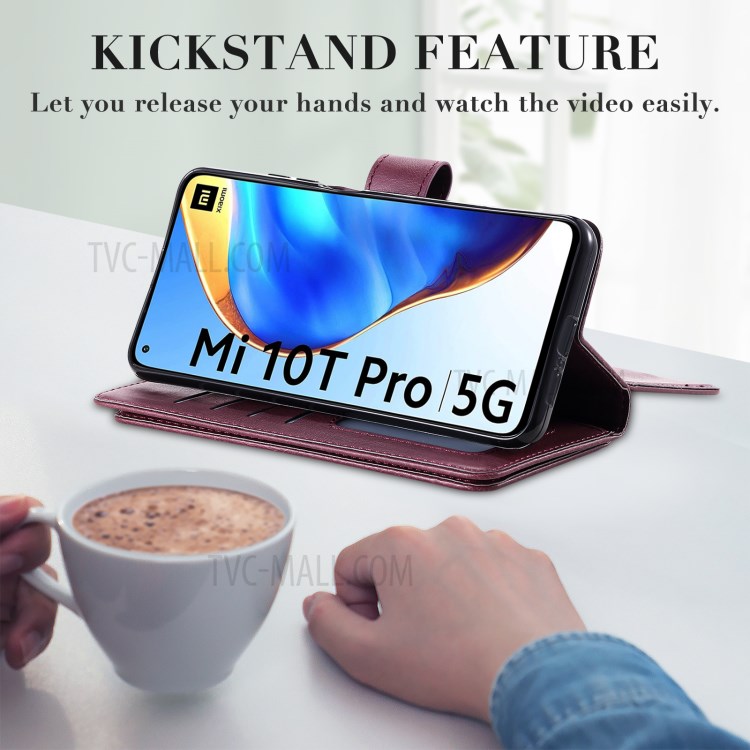 New Arrival Leather Cover Shell with Multi-function 10 Card Slots for Xiaomi Mi 10T Pro 5G / Mi 10T 5G / Redmi K30S - Red-14