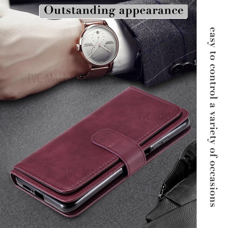 New Arrival Leather Cover Shell with Multi-function 10 Card Slots for Xiaomi Mi 10T Pro 5G / Mi 10T 5G / Redmi K30S - Red-15