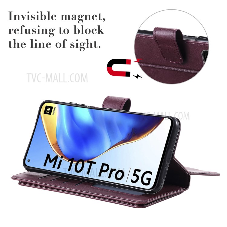New Arrival Leather Cover Shell with Multi-function 10 Card Slots for Xiaomi Mi 10T Pro 5G / Mi 10T 5G / Redmi K30S - Red-16