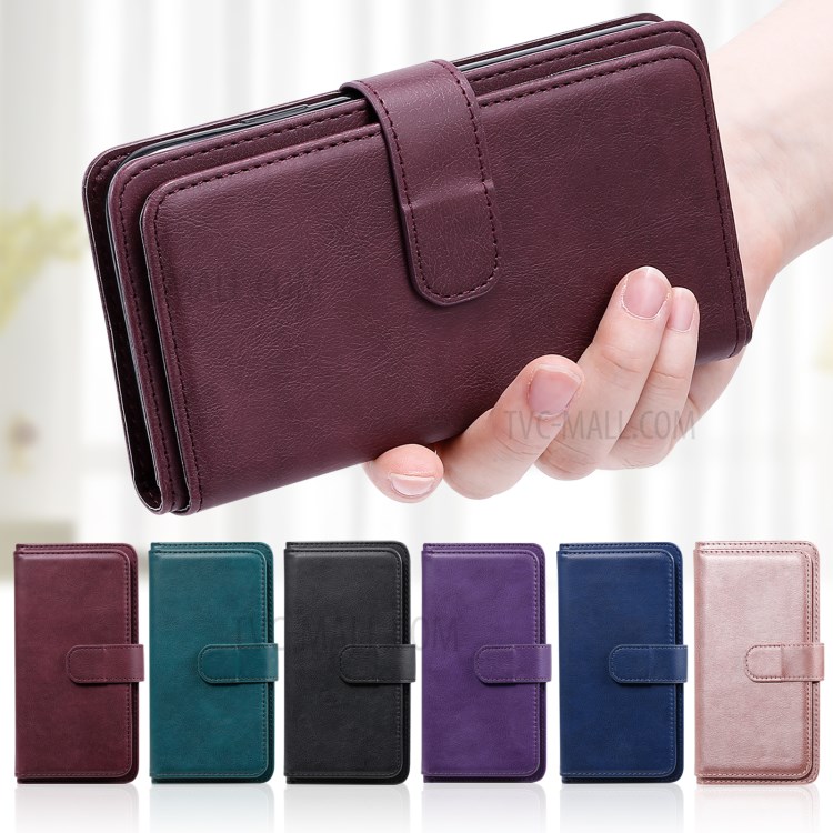 New Arrival Leather Cover Shell with Multi-function 10 Card Slots for Xiaomi Mi 10T Pro 5G / Mi 10T 5G / Redmi K30S - Red-22