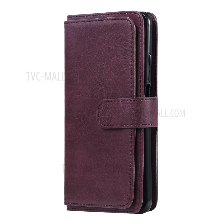 New Arrival Leather Cover Shell with Multi-function 10 Card Slots for Xiaomi Mi 10T Pro 5G / Mi 10T 5G / Redmi K30S - Red-4