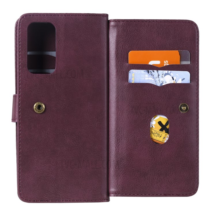 New Arrival Leather Cover Shell with Multi-function 10 Card Slots for Xiaomi Mi 10T Pro 5G / Mi 10T 5G / Redmi K30S - Red-6