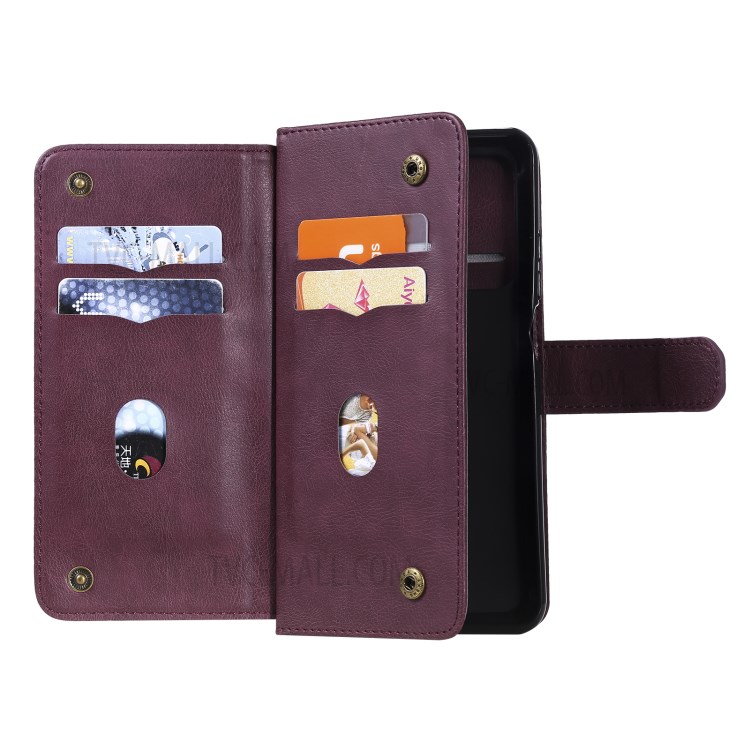 New Arrival Leather Cover Shell with Multi-function 10 Card Slots for Xiaomi Mi 10T Pro 5G / Mi 10T 5G / Redmi K30S - Red-8