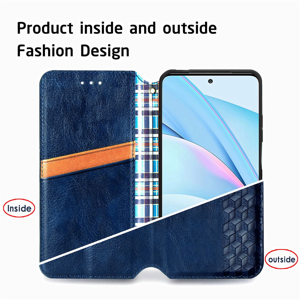 Fashionable Rhombus Imprinting Decor Leather Phone Full Protection Cover Case for  Xiaomi Mi 10T Lite 5G/Redmi Note 9 Pro 5G/Mi 10i 5G - Blue-12