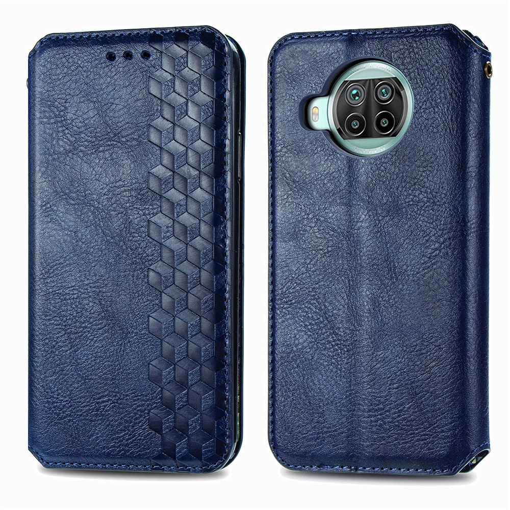Fashionable Rhombus Imprinting Decor Leather Phone Full Protection Cover Case for Xiaomi Mi 10T Lite 5G/Redmi Note 9 Pro 5G/Mi 10i 5G - Blue-2