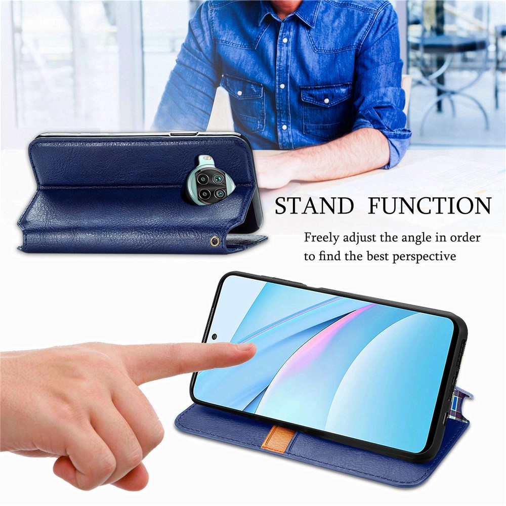 Fashionable Rhombus Imprinting Decor Leather Phone Full Protection Cover Case for Xiaomi Mi 10T Lite 5G/Redmi Note 9 Pro 5G/Mi 10i 5G - Blue-9