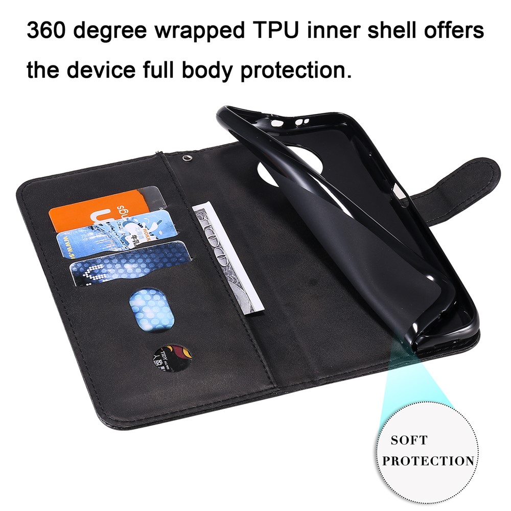Zipper Pocket Leather Wallet Stand Case for Xiaomi Redmi Note 9 5G / Redmi Note 9T 5G - Black-11