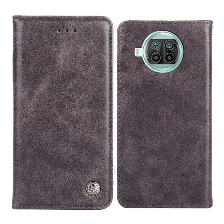 Vintage Style Leather Wallet Cover Phone Stand Case for Xiaomi Mi 10 Lite 5G - Grey-1