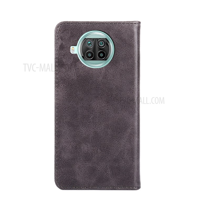 Vintage Style Leather Wallet Cover Phone Stand Case for Xiaomi Mi 10 Lite 5G - Grey-2