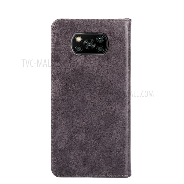 Stand Wallet Design Retro Style Leather Cover Phone Case for Xiaomi Poco X3/Poco X3 NFC - Grey-2