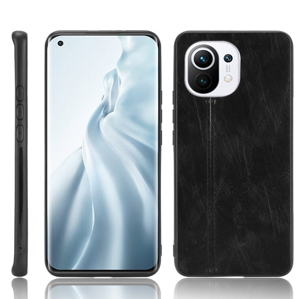 PU Leather Coated PC + TPU Mobile Phone Case for Xiaomi Mi 11 Protective Shell - Black-1