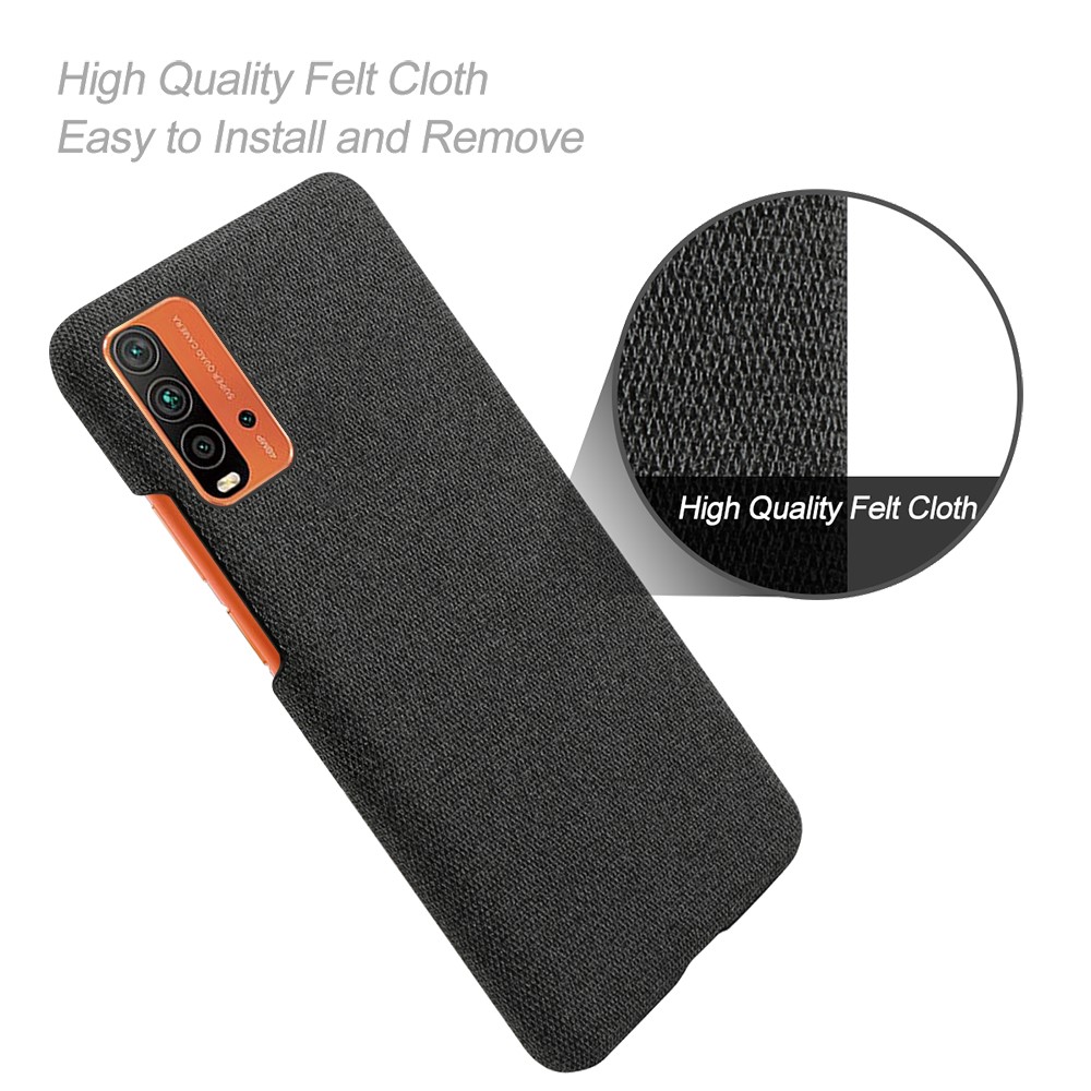 Plain Cloth Texture Plastic Hard Cover Case for Xiaomi Poco M3/Redmi 9T 4G (International Version)/Redmi Note 9 Power - Black-4