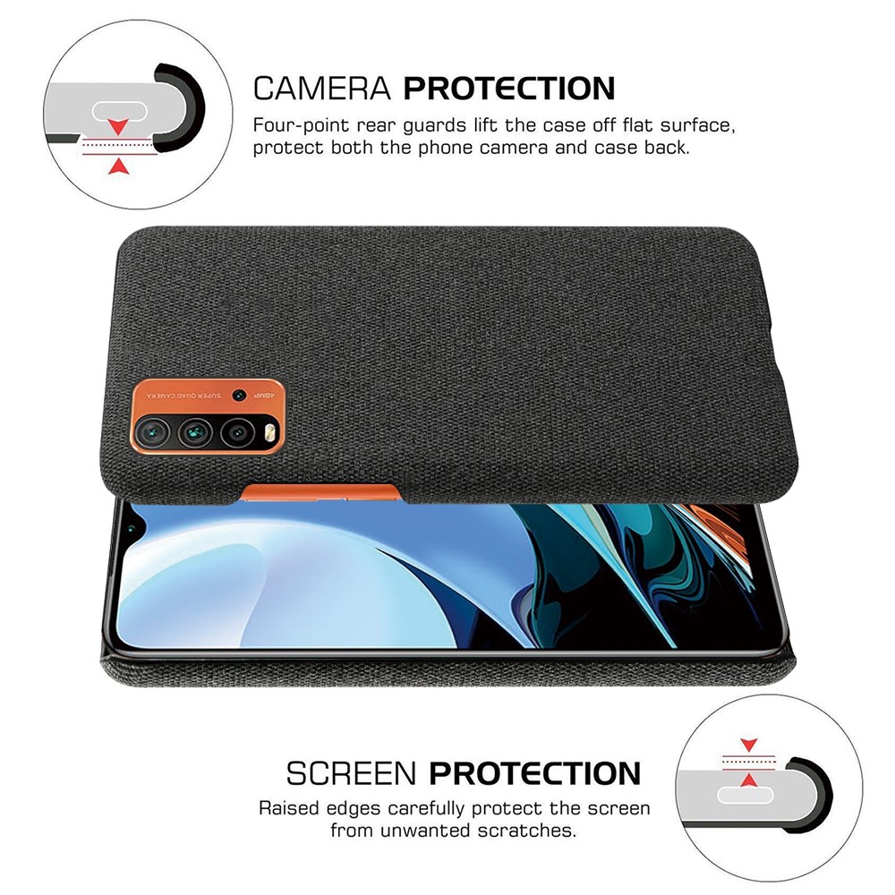 Plain Cloth Texture Plastic Hard Cover Case for Xiaomi Poco M3/Redmi 9T 4G (International Version)/Redmi Note 9 Power - Black-5