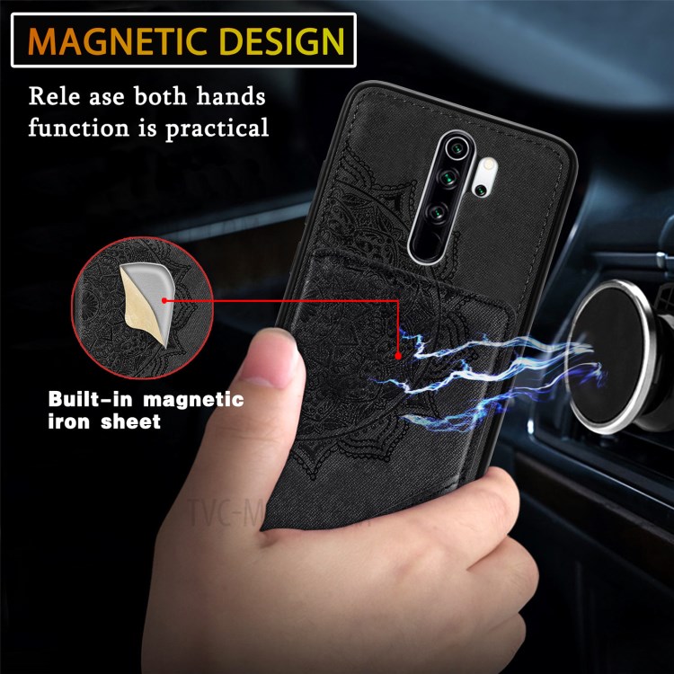 Mandala Flower Pattern PU Leather+TPU Kickstand Wallet Phone Case for Xiaomi Redmi Note 8 Pro - Black-10