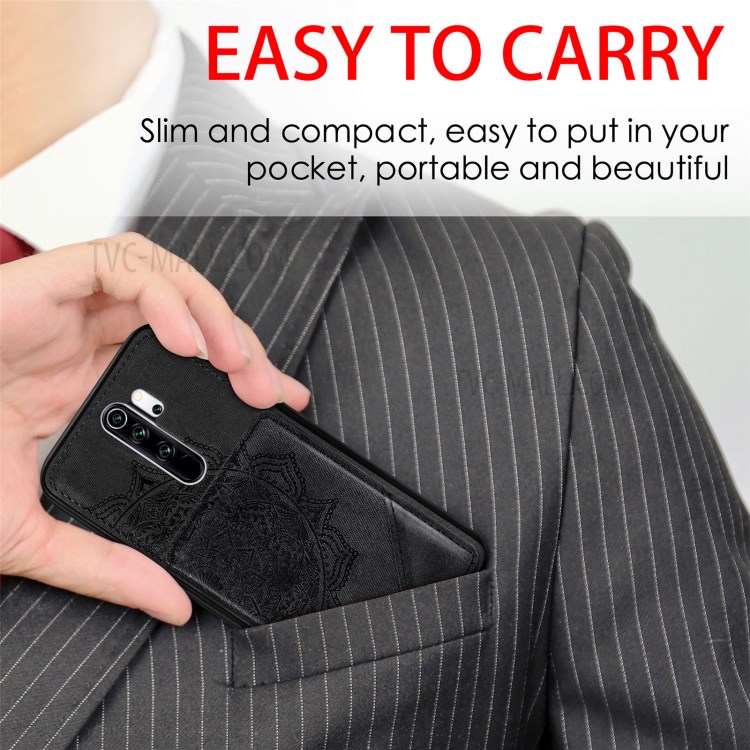 Mandala Flower Pattern PU Leather+TPU Kickstand Wallet Phone Case for Xiaomi Redmi Note 8 Pro - Black-8