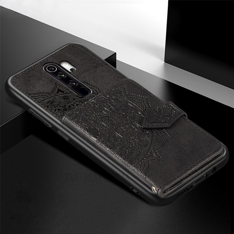 Mandala Flower Pattern Imprinting PU Leather Coated TPU Phone Wallet Case with Kickstand for Xiaomi Redmi Note 8 Pro - Black-5