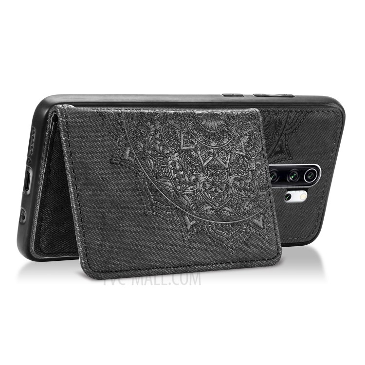 Mandala Flower Pattern Imprinting PU Leather Coated TPU Phone Wallet Case with Kickstand for Xiaomi Redmi Note 8 Pro - Black-6