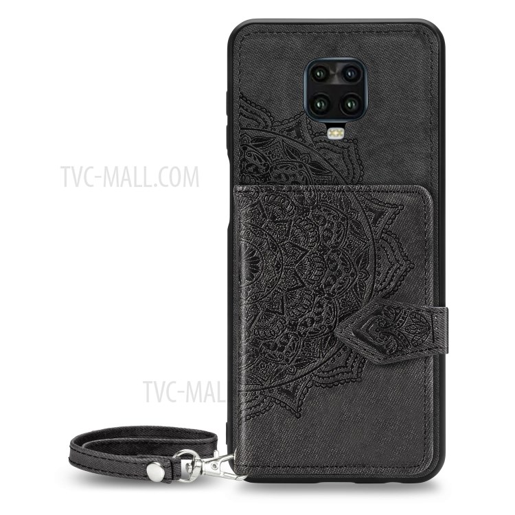 Mandala Flower Pattern Imprinting PU Leather Coated TPU Phone Wallet Case with Kickstand for Xiaomi Redmi Note 9S / Redmi Note 9 Pro Max / Redmi Note 9 Pro - Black-2
