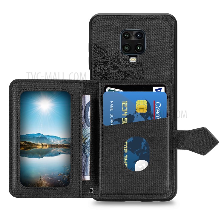 Mandala Flower Pattern Imprinting PU Leather Coated TPU Phone Wallet Case with Kickstand for Xiaomi Redmi Note 9S / Redmi Note 9 Pro Max / Redmi Note 9 Pro - Black-3